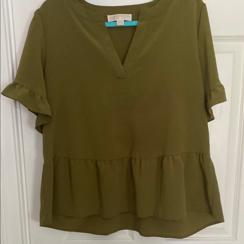 Michael Kors Olive Ruffle Blouse